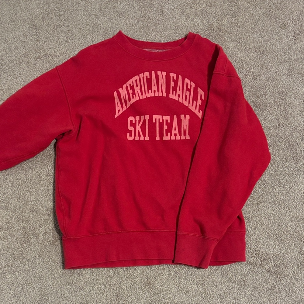 American Eagle Outfitters Red Fleece-Lined Sweatshirt
